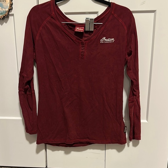 Women's Burgundy Indian motorcycle Top - Picture 1 of 8